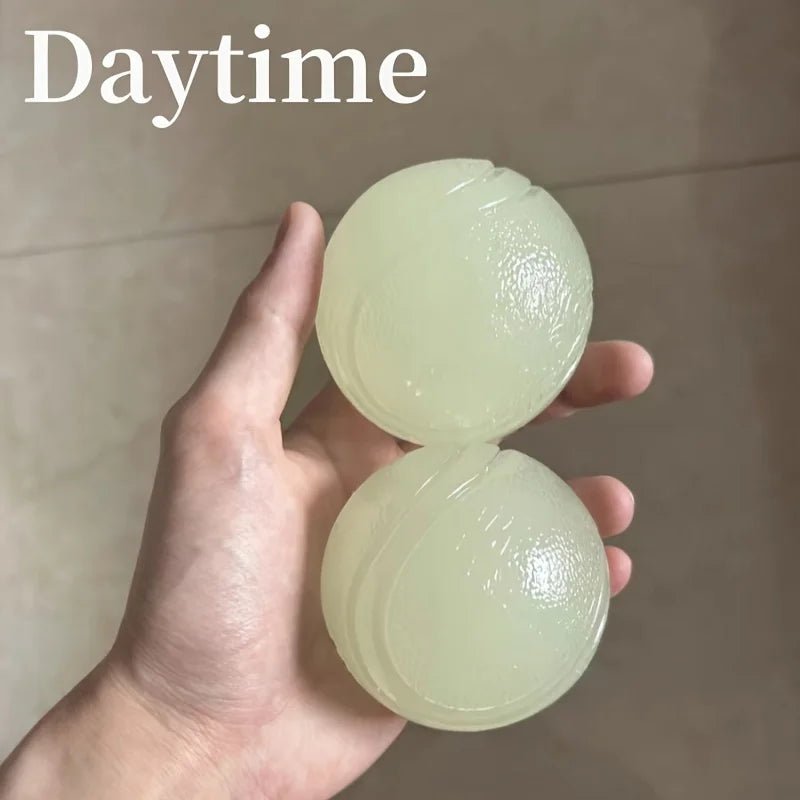 1 Night Light Squeak Dog Ball - Rubber Toy, Interactive Pet Play with Sound, Suitable for Nighttime Entertainment